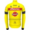 Set Fietsshirt Lange Mouw + Lange Koersbroek 2022 Bingoal Pauwels Sauces WB Rood Neongeel